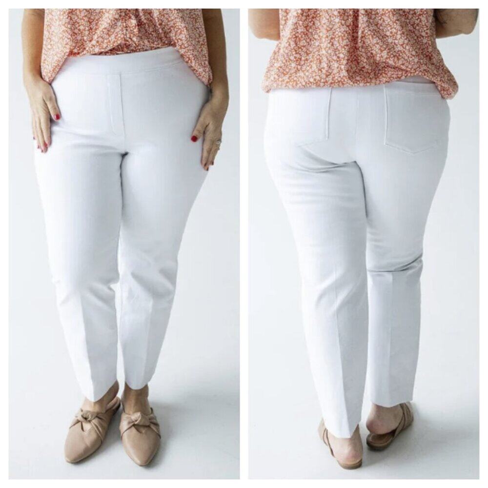 NWT SPANX Silver Lining Slim Straight Pull On Pant Classic White Size 2X